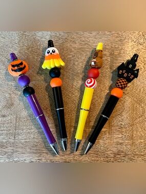 NEW & Handmade Set of 4 Beaded Pens - Halloween/Fall
